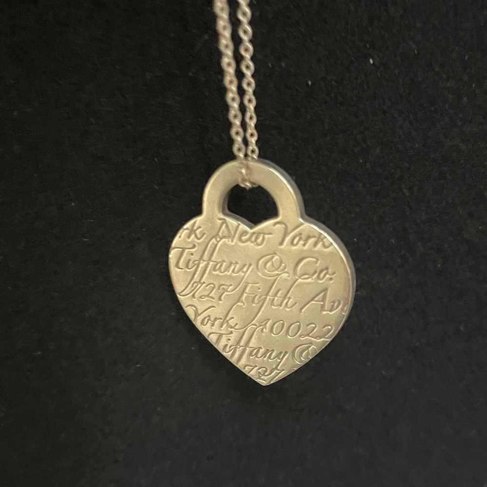 Tiffany & Co. "Tiffany Notes" Sterling Silver 925 Script Heart Necklace
